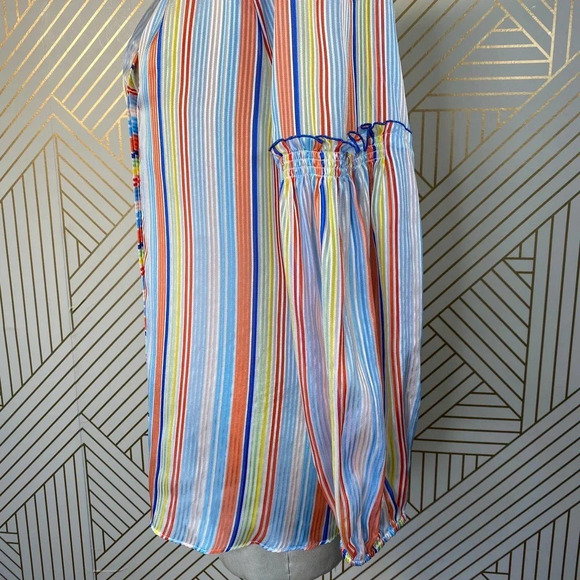 Tanya‎ Taylor Illa Silk Blouse Summer Stripe Print - Picture 7 of 12